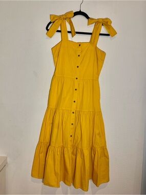 Who What Wear Yellow Tie-Shoulder Tiered Sundress Size XS